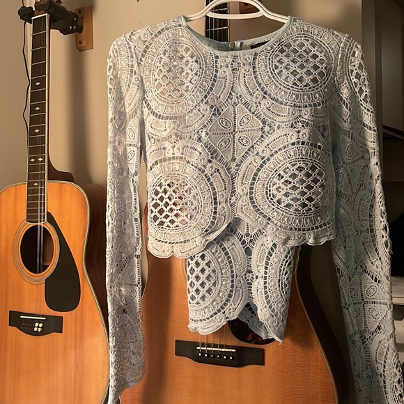 MissGuided Blue Lace Set - Picture 17 of 17